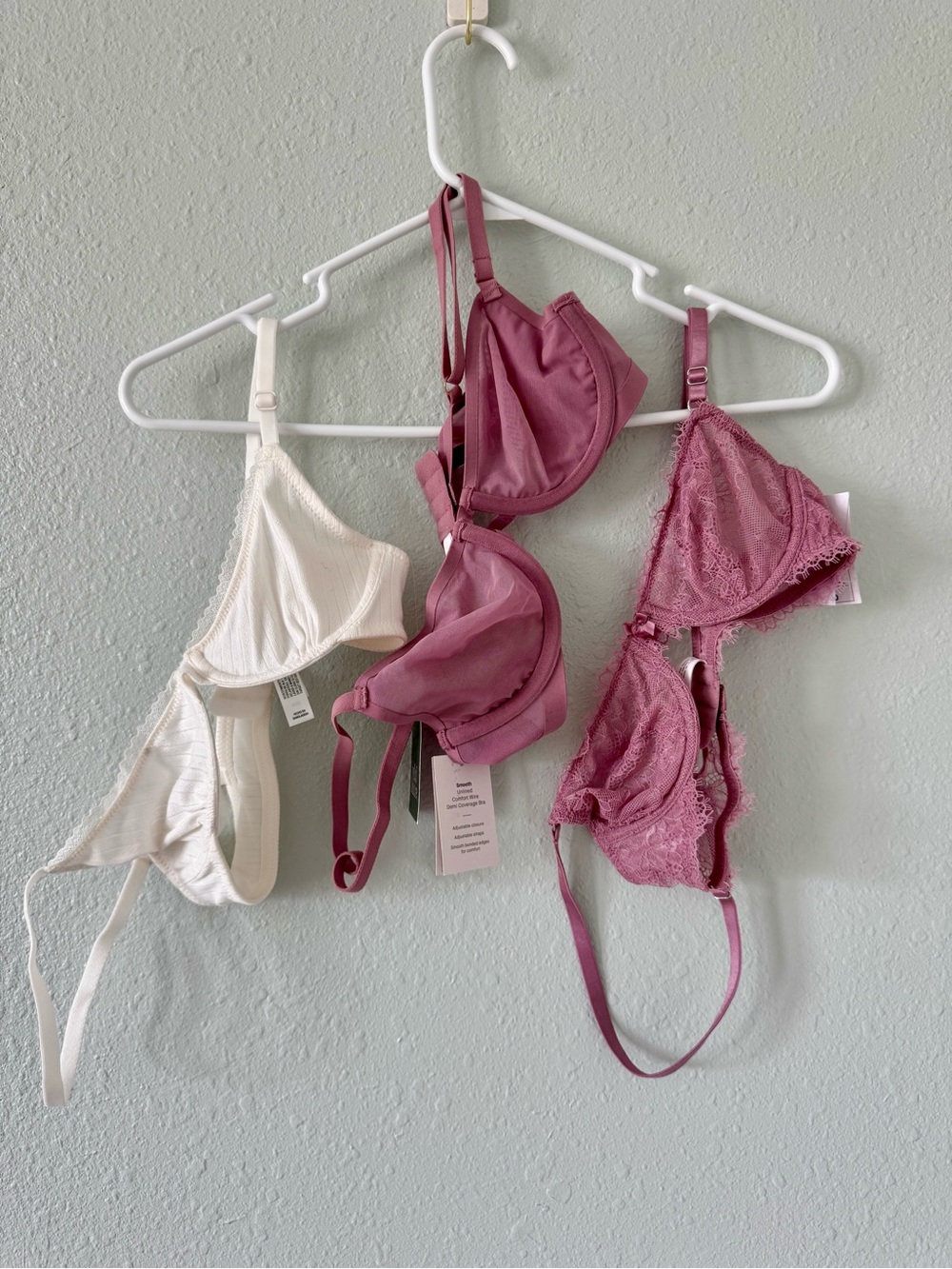 Auden Trio Bra Set in Mauve, Dusty Rose and Cream